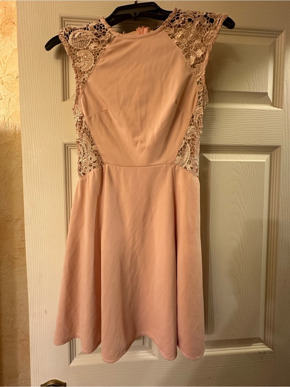 Maude Blush Pink Lace-Trim Mini Dress
